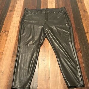 Black faux leather pants